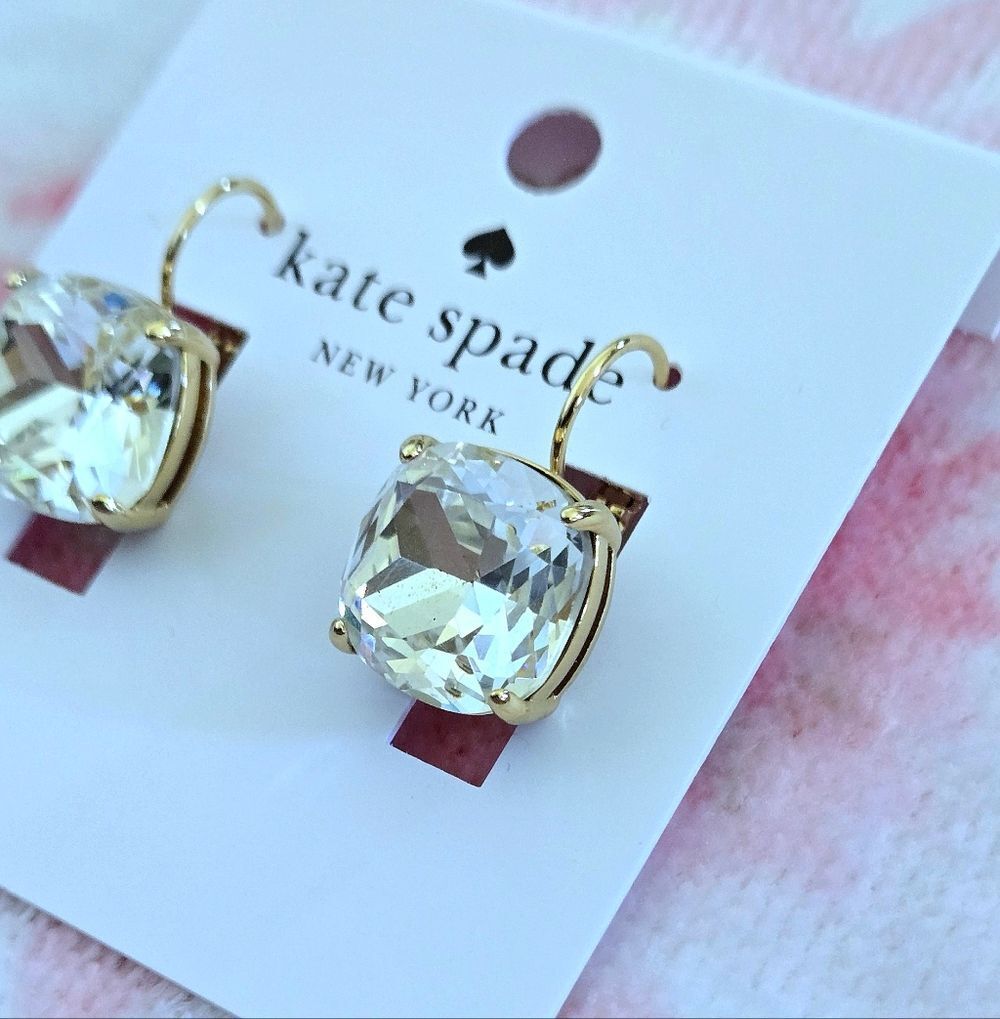 Kate Spade♠️ Clear Faceted Crystal💎 Cushion Earrings - Picture 4 of 16